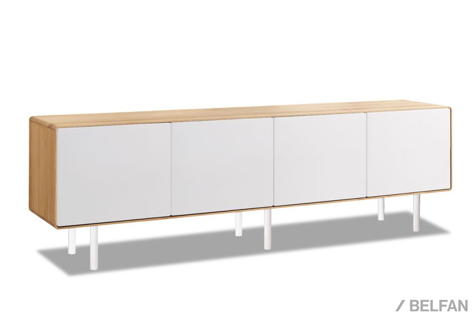 Тумба под ТВ высокая "Norman" 4 массив дуба, МДФ, металл 2