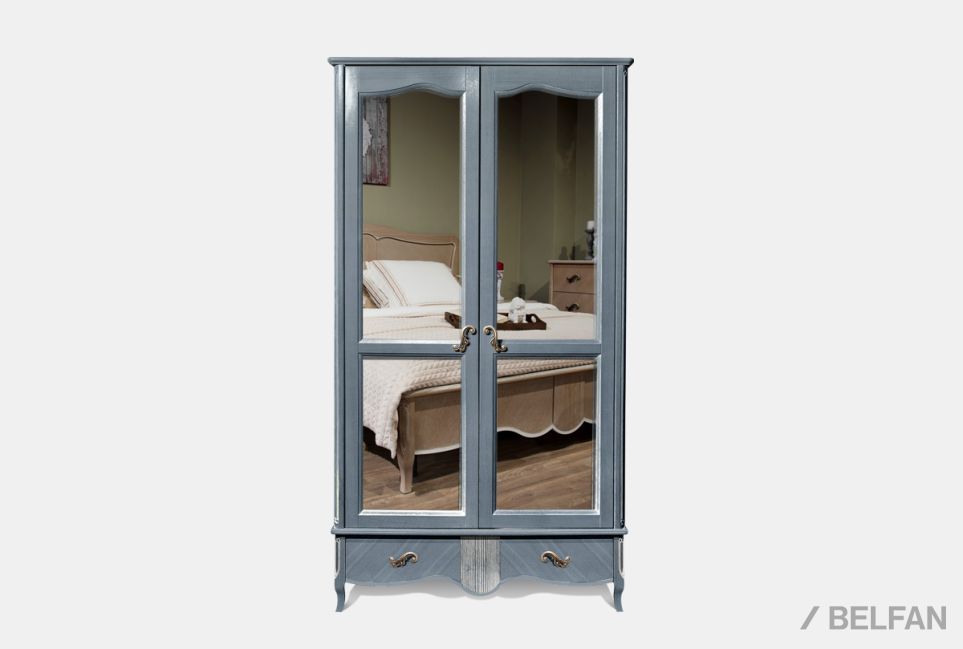 Шкаф для одежды "Katrin" фигурный 2-х дв. с зеркалами массив и шпон дуба 1