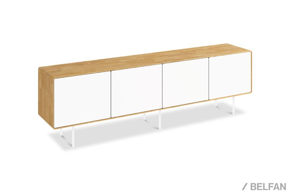 Тумба под ТВ высокая "Norman" 4 массив дуба, МДФ, металл 1