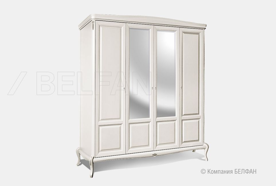 Шкаф для одежды "Fleuron" 4-х дв. (с зеркалом) массив и шпон дуба 1