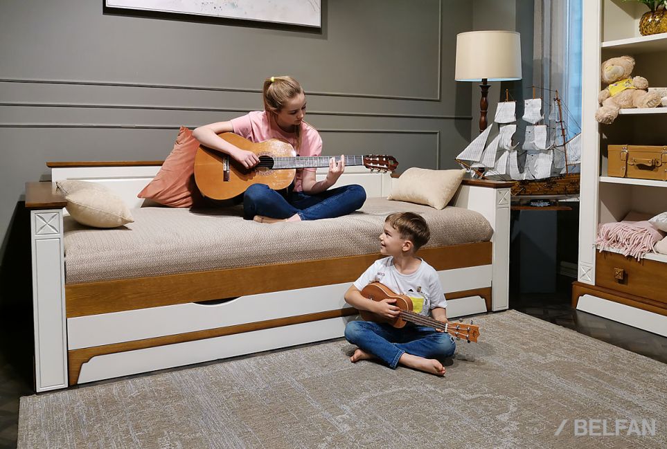 Кровать-диван под два матраса "Brianson" массив и шпон дуба, МДФ 10