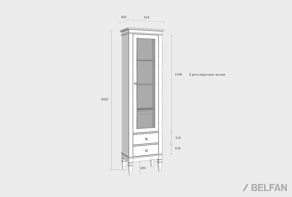 Витрина "Ольса-С" 102 (левый) массив сосны 5