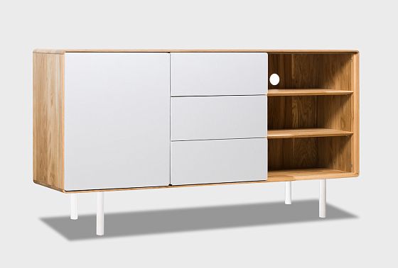 Тумба "Норман" 3 с нишей (правая) массив дуба, МДФ, металл 11