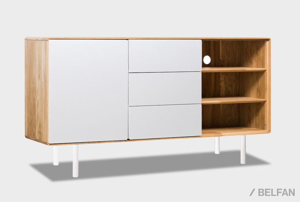 Тумба "Норман" 3 с нишей (правая) массив дуба, МДФ, металл 1