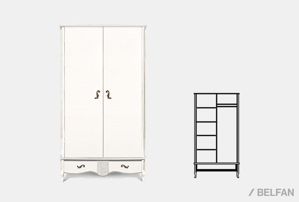 Шкаф для одежды "Katrin" 2-х дв. без зеркала массив и шпон дуба 2