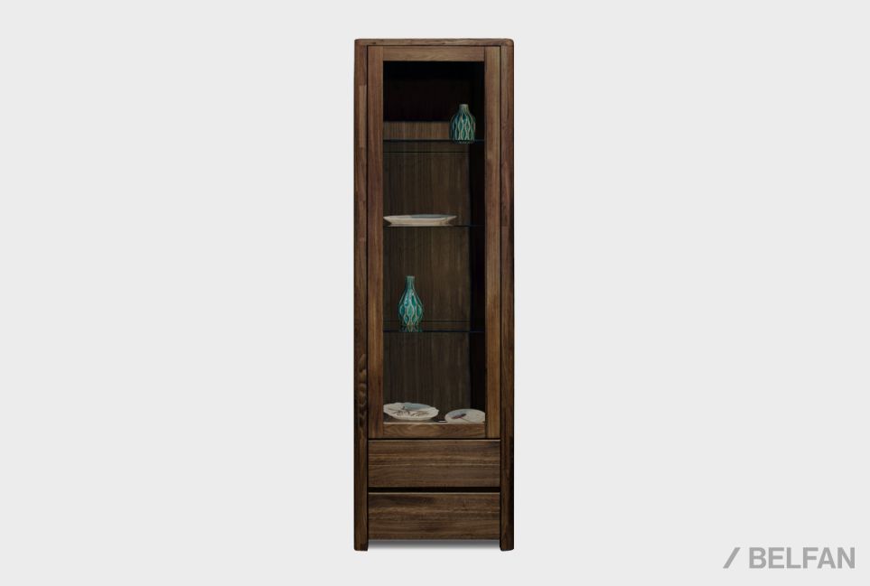 Шкаф с витриной 1-но дв. "Норд" (левый) массив дуба 1