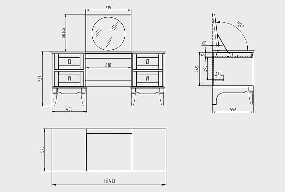 Стол туалетный "Стюарт" (2 тумбы) массив и шпон дуба 5