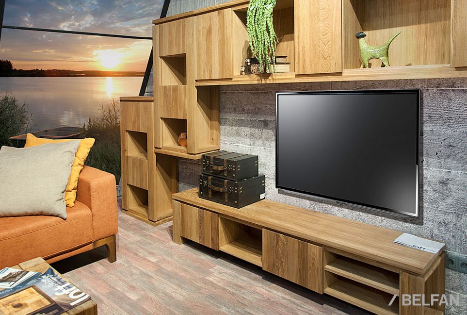 Тумба под ТВ "Берген" В-200 массив и шпон дуба 3