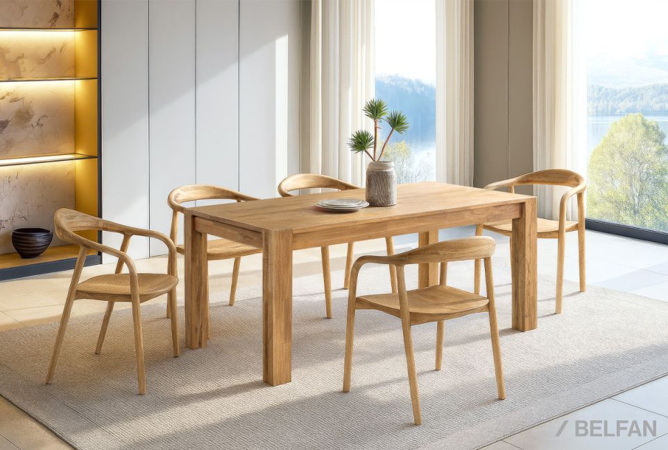 Стол обеденный "Берген" П-03 (сечение опор 150х150) массив дуба 2