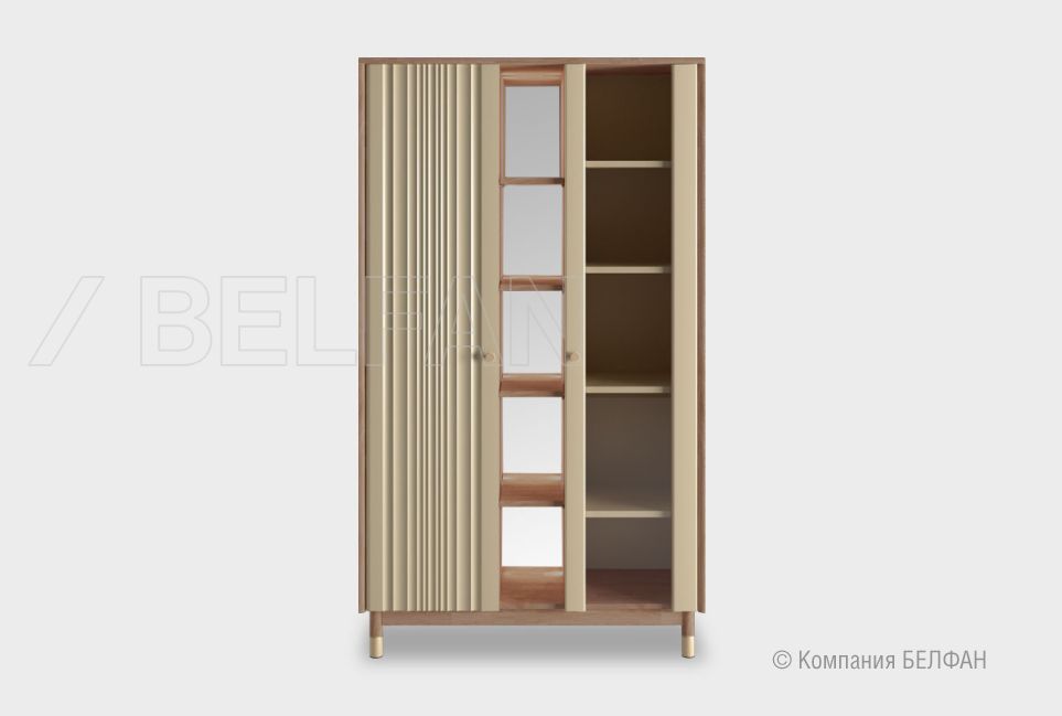 Витрина 2-х дверная "Меридиан" с нишей (комбинированная) массив дуба, МДФ 1