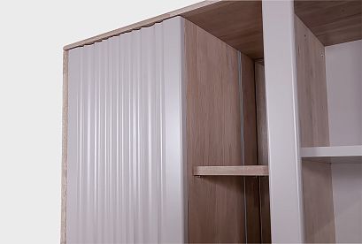 Витрина 2-х дверная "Меридиан" с нишей (комбинированная); *А-017.185; к-торфяной дуб, ф-нирвана