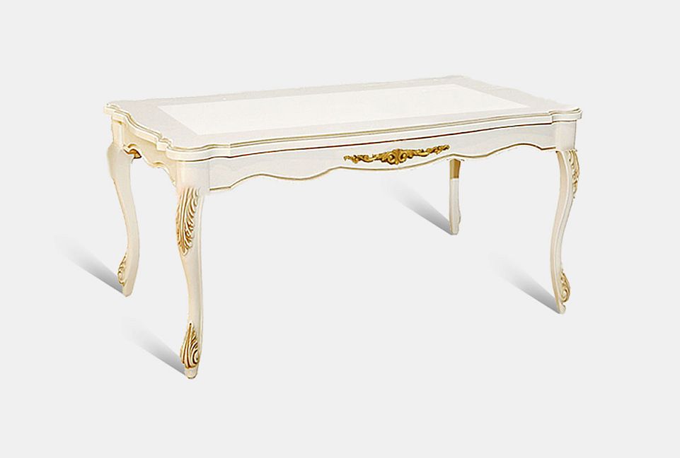 Стол обеденный "Алези 3Р"; раскл.; слоновая кость с золочением