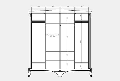 Шкаф для одежды "Fleuron" 4-х дв.; *ММ-316-01/04Б; грей