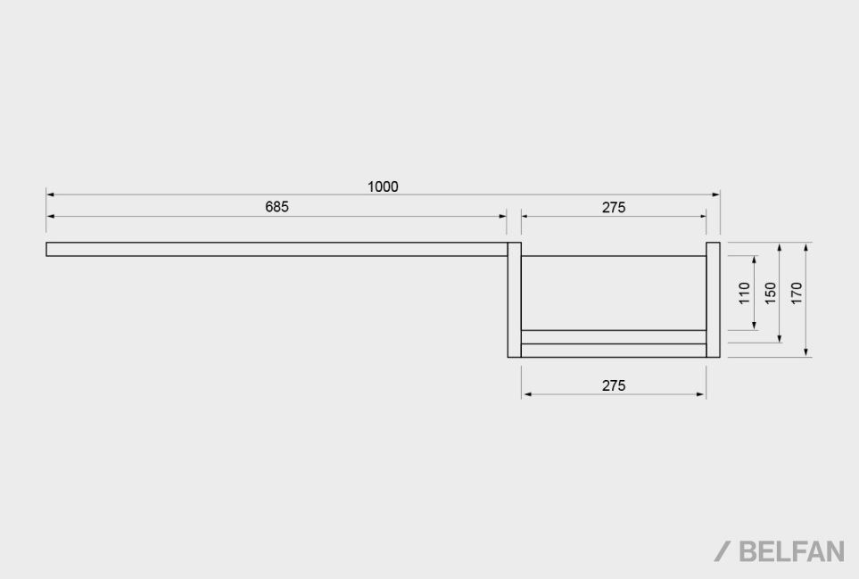 Полка с нишей "Уоллстрит" (правая) массив дуба, МДФ 5