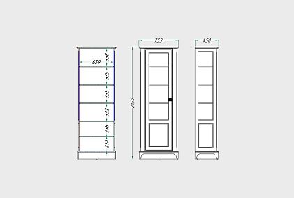 Шкаф с витриной 1-но дв. "Бриансон" (правый)