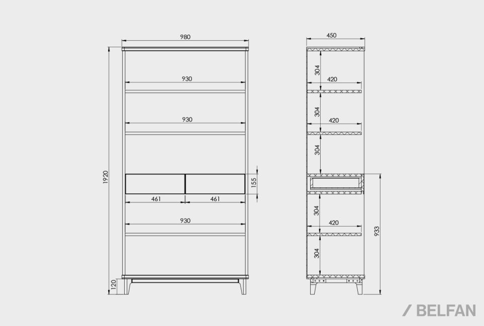 Стеллаж "Wallstreet" (с ящиками) массив дуба, МДФ 4