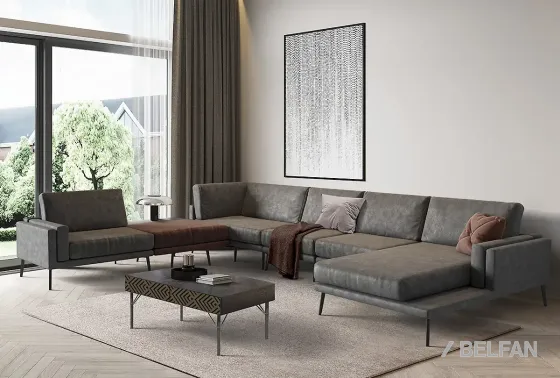 WALKER диван угловой с оттоманкой и пуфом #1