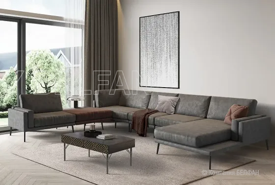 WALKER диван угловой с оттоманкой и пуфом #1