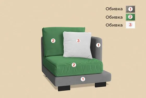 "Леформ" секция 1-но местная с подлокотником  5