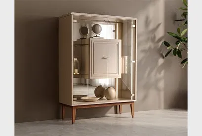 Тумба высокая "Сакраменто" (стекло); *А-016.84; марципан, орех