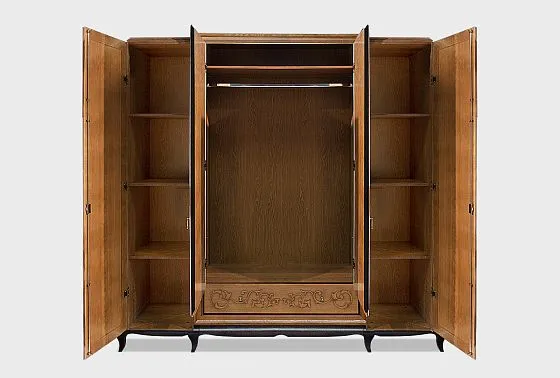 Шкаф для одежды 4-х дв. "Соната" с зеркалом (без декора) массив и шпон дуба 5