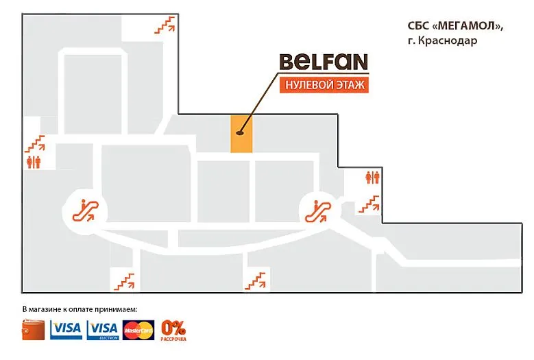 схема прохода BELFAN в СБС «MEGAMALL» (0 этаж)