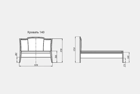 Кровать "Коста" (низкое изножье) массив и шпон дуба 8