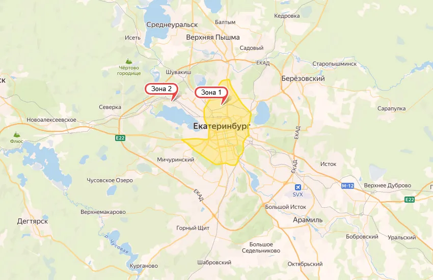 Карта доставки - Екатеринбург