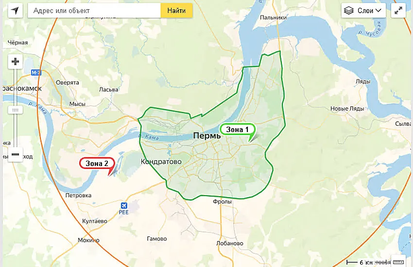 Карта доставки - Пермь