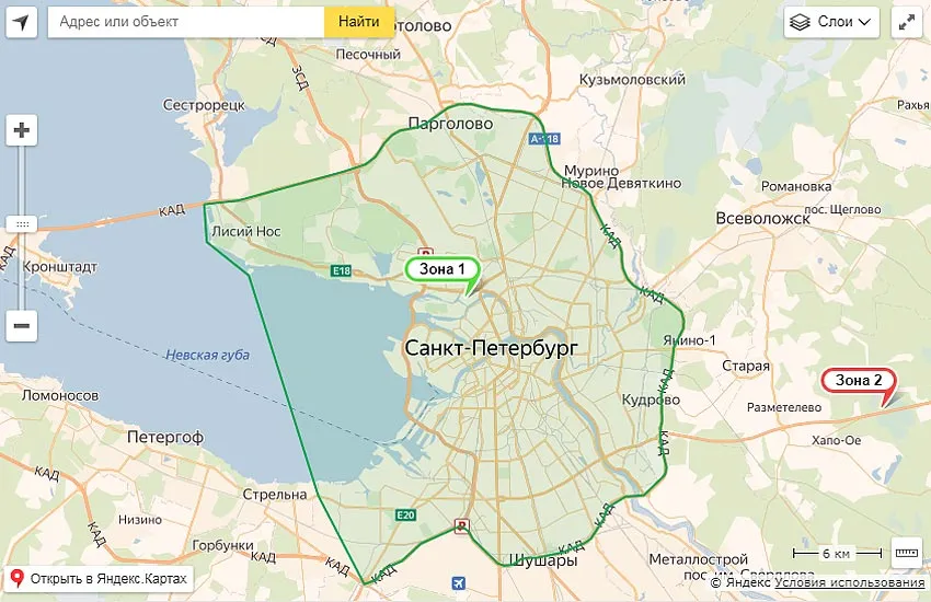 Карта доставки - Санкт-Петербург
