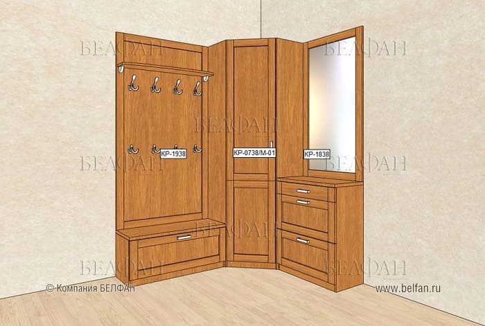 Прихожая в теплых тонах_мебель