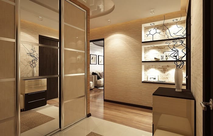 Прихожая в теплых тонах_мебель