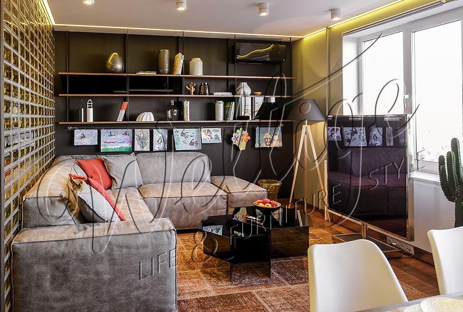 Модульный диван в интерьере однокомнатной квартиры Модульный диван в интерьере однокомнатной квартиры