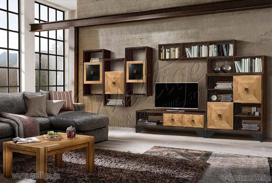 Современный интерьер гостиной в серо-коричневых тонах