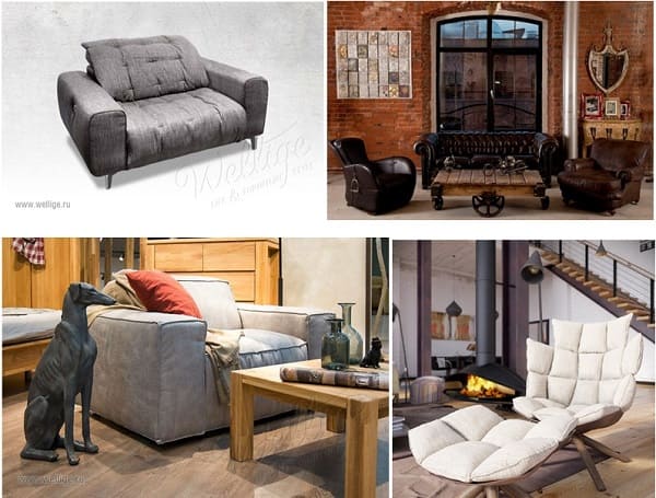 Кожаные кресла в стиле лофт Кресла в стиле лофт