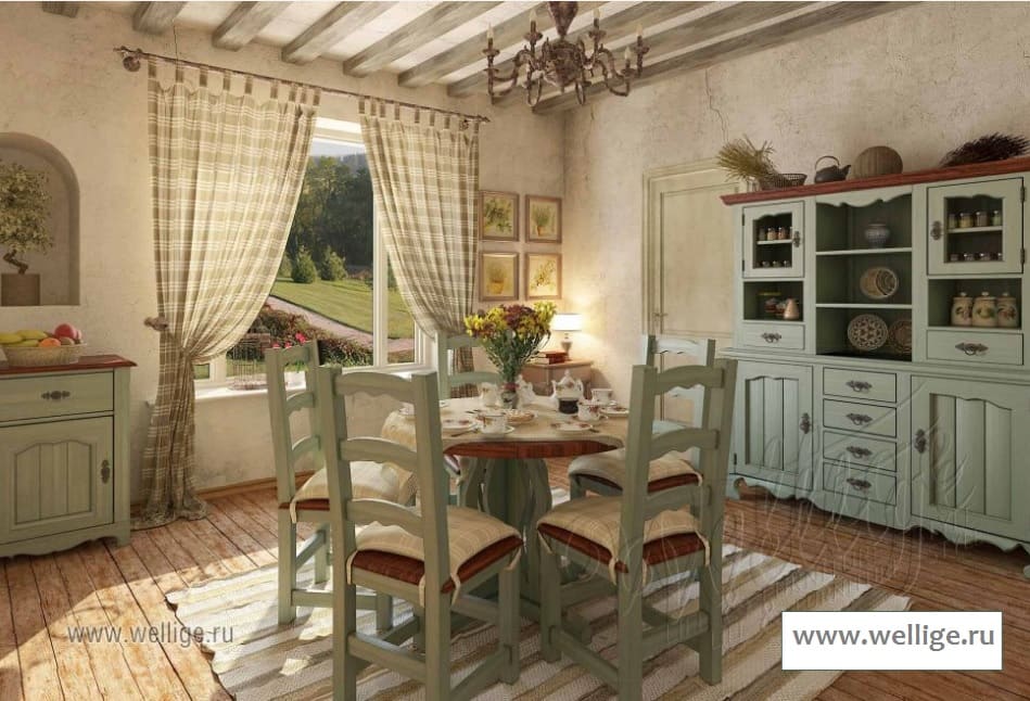 Интерьер кухни-гостиной в стиле прованс