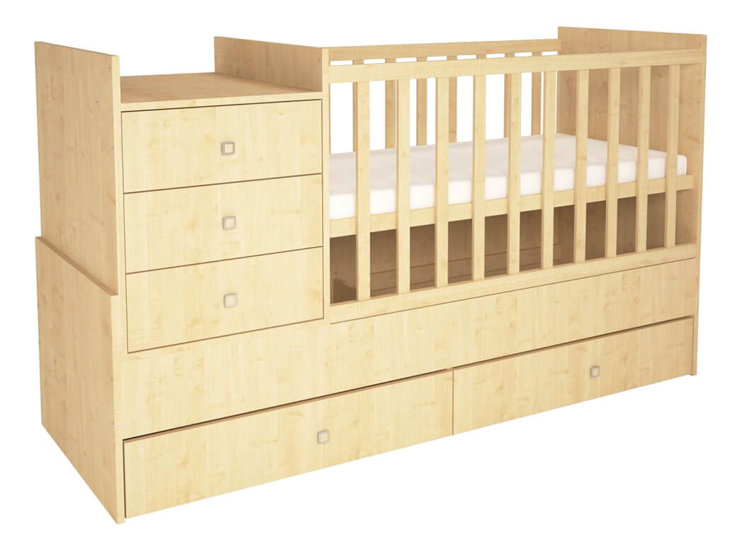 Детская кровать с комодом и пеленальным столиком для новорожденных Детская кровать с комодом и пеленальным столиком для новорожденных