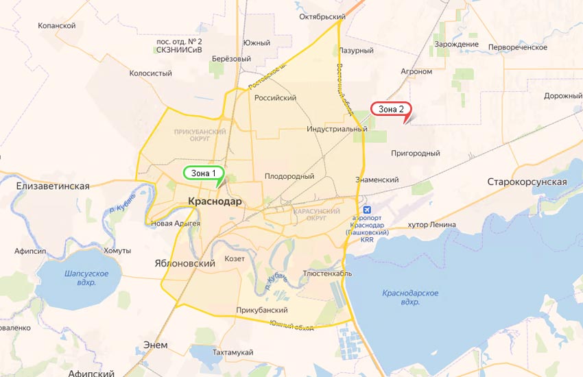 Карта доставки - Краснодар