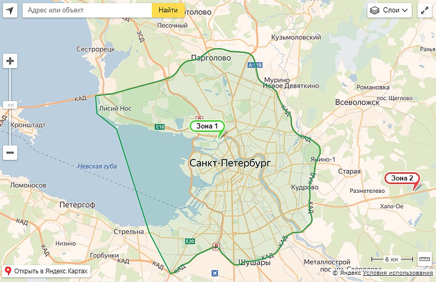 Карта доставки - Санкт-Петербург